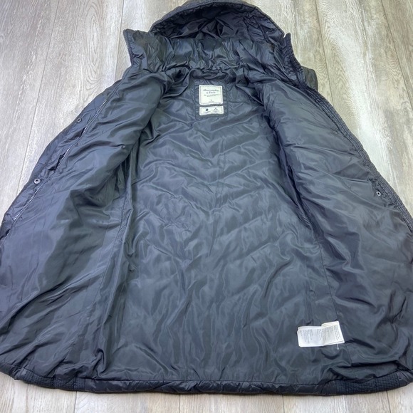 Abercrombie & Fitch Parka Jacket Womens Small Black Hoodie Puffer Coat Long - Picture 8 of 14